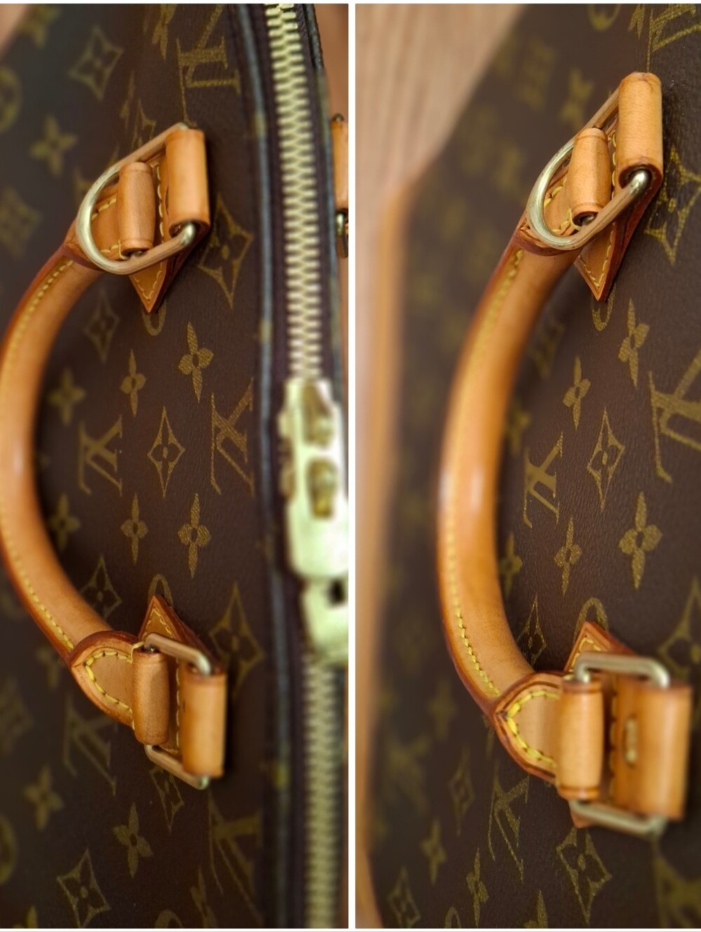 Vintage Louis Vuitton Alma Monogram Satchel with Vachetta Trim and Gold Hardware - Picture 10 of 16